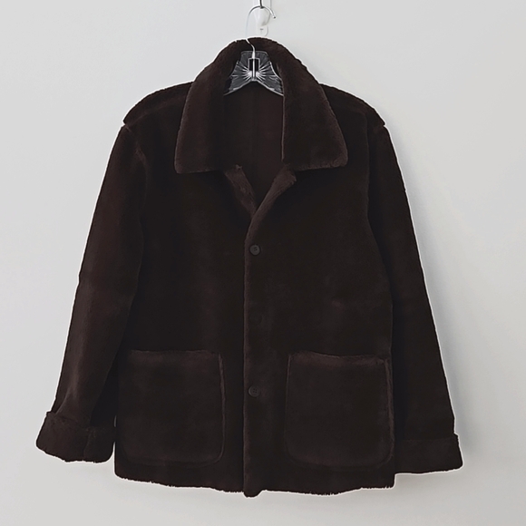 Chocolate brown faux fur‎ reversible coat - Picture 3 of 12